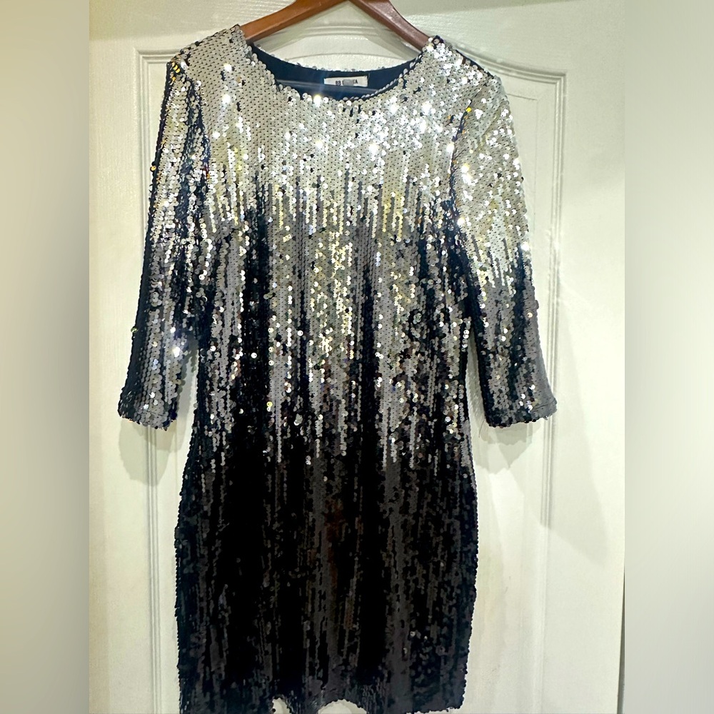 BB Dakota Sequin Dress, Ombré Black and Silver